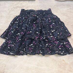 Navy skirt with underwater fish and seashell pattern